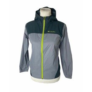 Columbia Boy’s Windbreaker Jacket Grey and Green Full Zip Size Medium